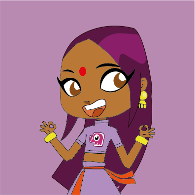 illustration de dessin de sally bollywood, avec les fond violet,